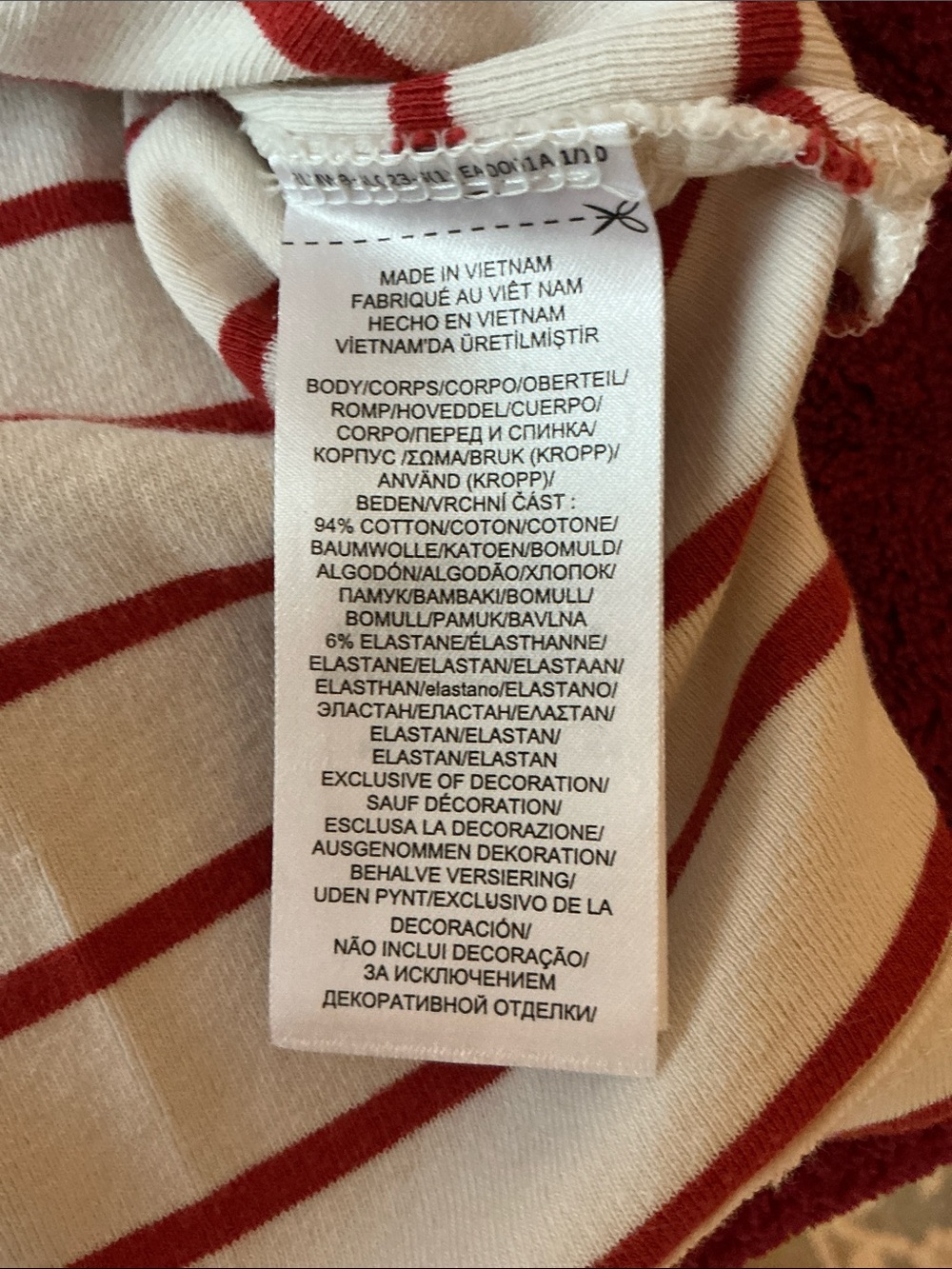 Lauren Ralph Lauren Cream Top with Red Stripes and Black Trim - Picture 4 of 4